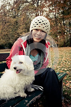 Chinese girl with a dog