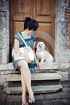 Chinese girl with a dog