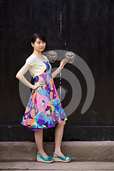 A Chinese girl in old town