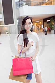 Chinese girl in shopping mall