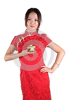 Chinese girl with tea cup