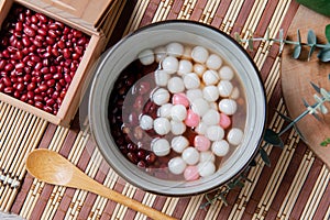 Chinese glutinous rice balls ,Chinese are eaten during Yuanxiao served as a dessert on a Lantern Festival