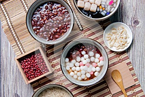 Chinese glutinous rice balls ,Chinese are eaten during Yuanxiao served as a dessert on a Lantern Festival