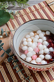 Chinese glutinous rice balls ,Chinese are eaten during Yuanxiao served as a dessert on a Lantern Festival