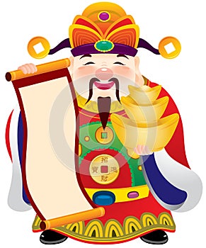 Chinese god of prosperity design illustration