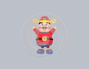 Chinese God of Wealth cartoon character.