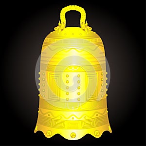 Chinese golden bell artifact vector illustration