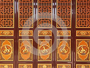 Chinese golden door in the Yuantong Temple