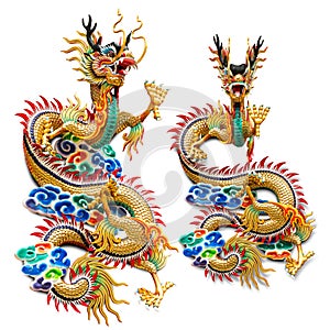 Chinese golden dragon statue