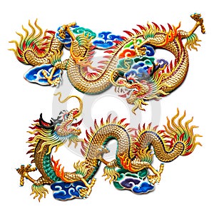 Chinese golden dragon statue