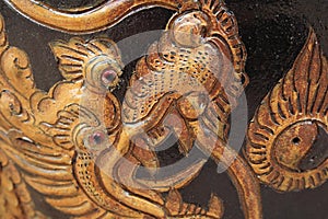 Chinese golden dragon stone craving