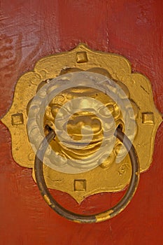 Chinese golden lion door knob