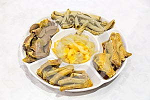 Chinese goose web feet, intestine, gizzard and seaweed delicacy