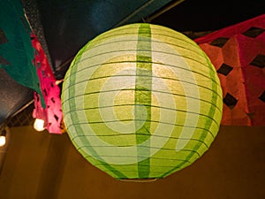 Chinese green round paper lantern