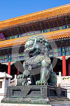 Chinese guardian lion, Forbidden City, Beijing, China