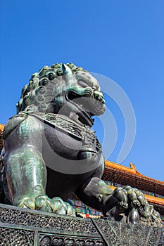 Chinese guardian lion, Forbidden City, Beijing, China