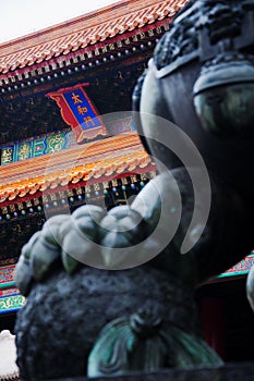 Chinese Guardian Lion. Gate of Supreme Harmony. Taihemen. Forbidden City. Gugong