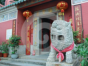 Chinese guardian lion. Tam Kung Temple in Macau