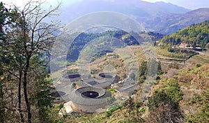 Chinese Hakka earth building, surrounding house photo