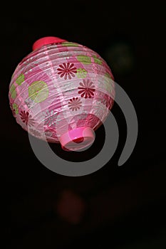 Chinese hanging lantern with pink flowers