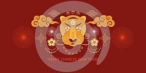 Chinese Happy New Year 2022. Year of the Tiger. Greetings card.