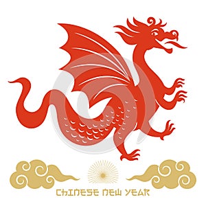 Chinese Happy New Year 2024. Year of the Dragon. Greeting card.