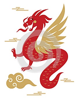 Chinese Happy New Year 2024. Year of the Dragon. Symbol of Year.Red Dragon