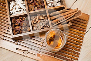 Chinese Herbal Medicine in box on table