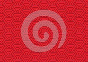 Chinese hexagon spiral pattern seamless, red art swirling background vector