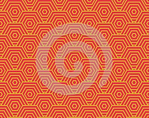 Chinese hexagon wave pattern seamless, spiral texture background, vector illustration