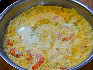 Chinese homely steamed shrimp omelet