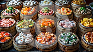 Chinese Hong Kong Food Concept of variety of dim sum