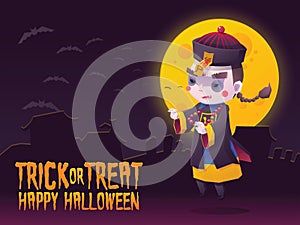 Chinese Hopping Vampire Ghost for Halloween Card