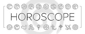 Chinese Horoscope And Accessory Icons Set Vector