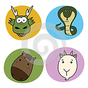 Chinese horoscope animal set