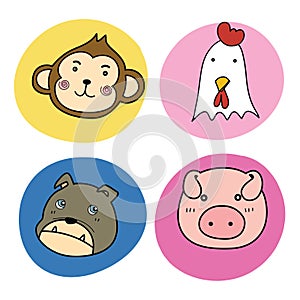 Chinese horoscope animal set