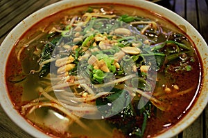 Chinese hot and sour Suanla noodle soup