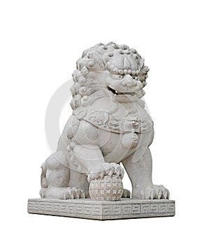 Chinese Imperial Lion Statue, Isolated on white background