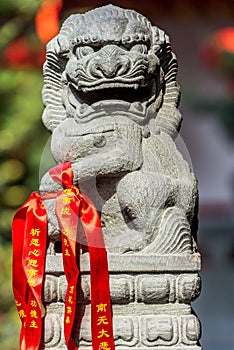 chinese imperial lion statue in the The Jade Buddha Temple shanghai china