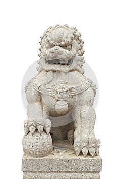 Chinese Imperial Lion Statue on white background