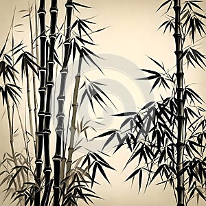 Chinese inkpainting bamboo trees - ai generated image