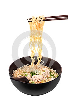 Chinese instant noodle with minced pork photo