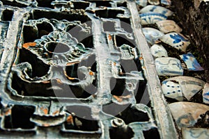 Chinese iron ornaments with broken bowls