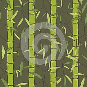 Chinese or japanese bamboo grass oriental wallpaper vector illustration. Tropical asian seamless background