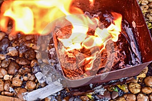 Chinese Joss Paper Burning in Flames
