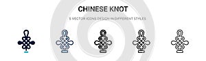 Chinese knot icon in filled, thin line, outline and stroke style. Vector illustration of two colored and black chinese knot vector