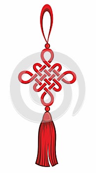 Chinese knot with tassel. Chinese symbols