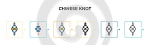Chinese knot vector icon in 6 different modern styles. Black, two colored chinese knot icons designed in filled, outline, line and