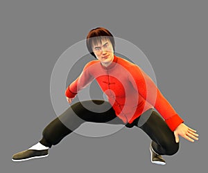 Chinese Kung Fu Master 3D Render