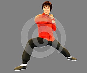 Chinese Kung Fu Master 3D Render